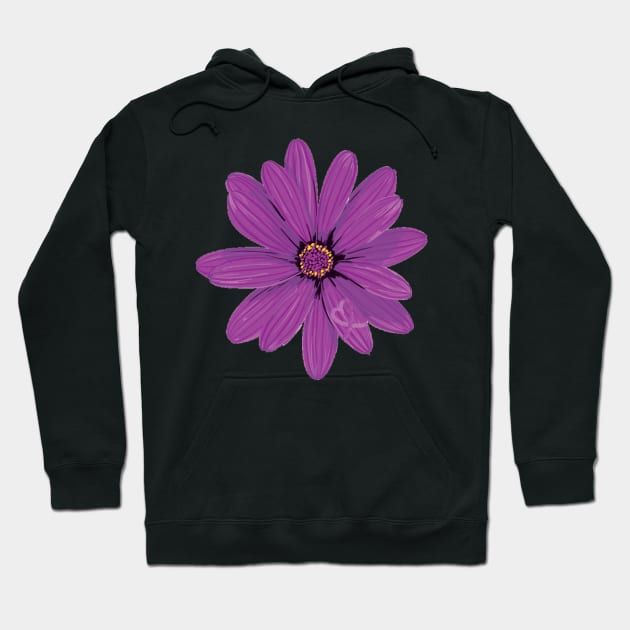 Dark Purple Daisy with hidden Heart Awareness Ribbon Hoodie by CaitlynConnor